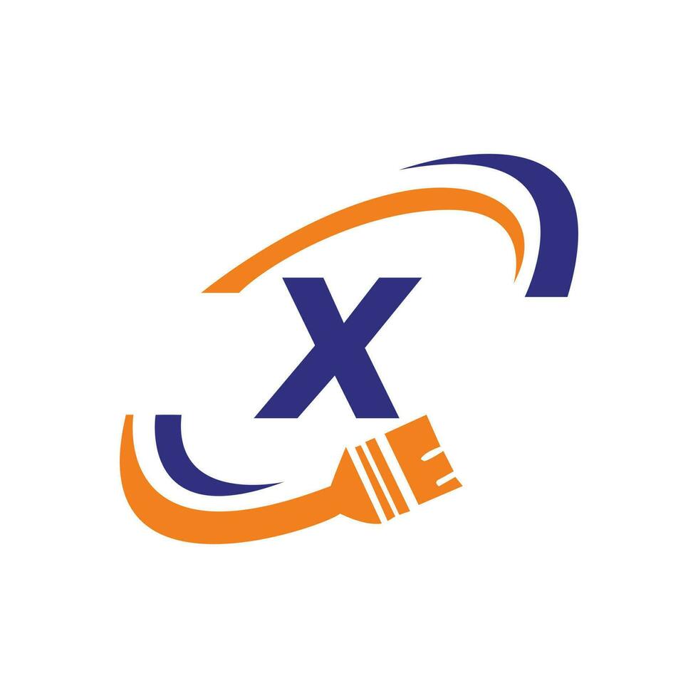 Farbe Logo mit x Brief Haus Gemälde Design vektor