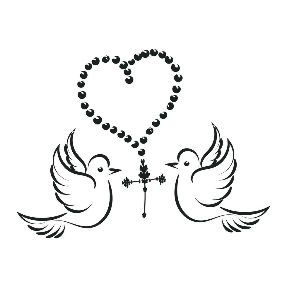 kristen radband pärlor. bön katolik kransen med de helig korsa. använda sig av som affisch, kort, flygblad, t skjorta design eller tatuering vektor