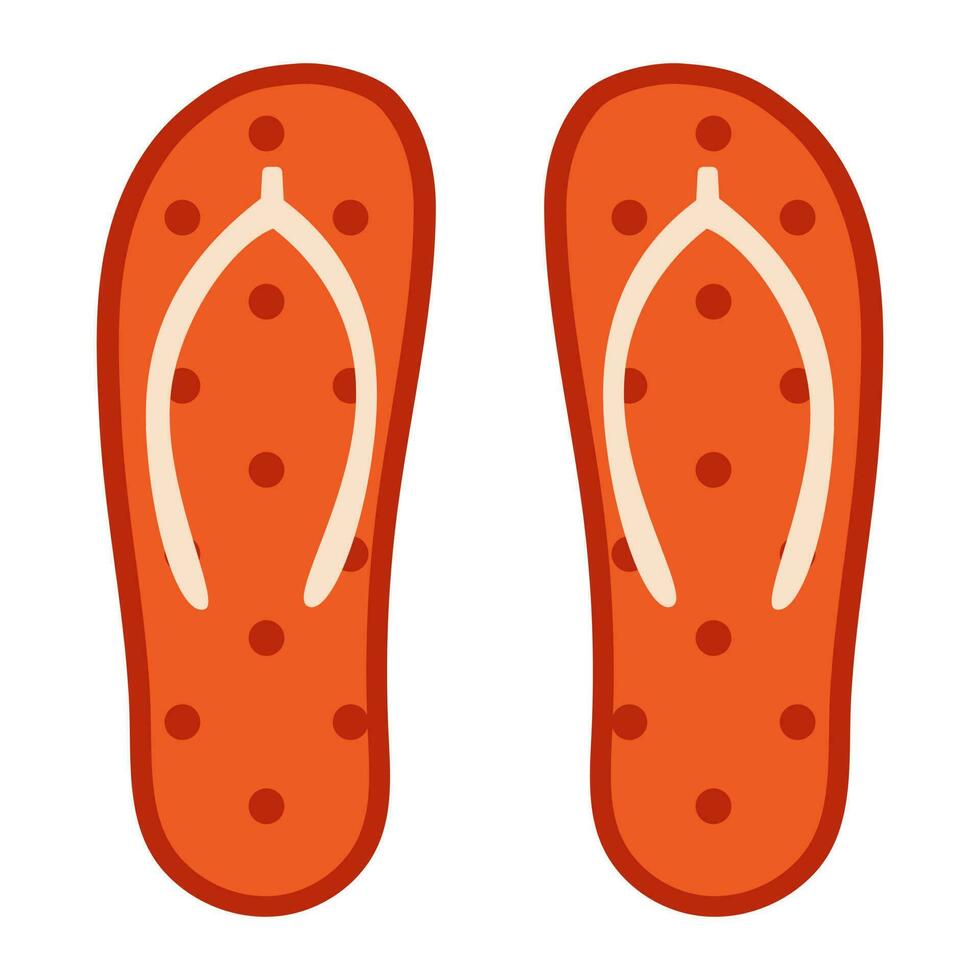 Vektor entdeckt Flip Flops im eben Design. rot Schiefer mit Punkte. Schuhwerk zum Strand oder Schwimmen Schwimmbad. Sommer- Schuhe.