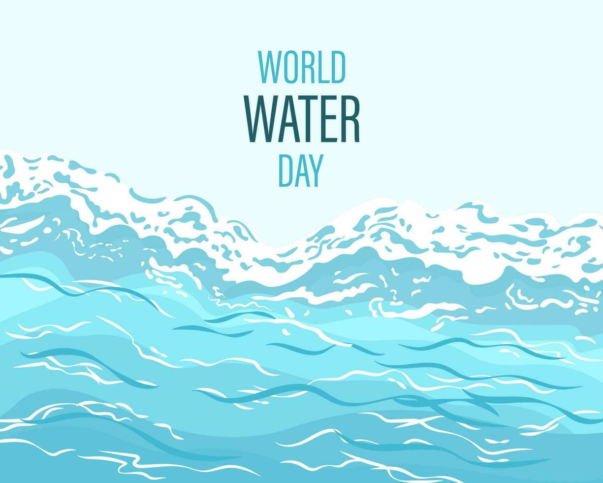 Welt Wasser Tag, Meer Wellen, Wasser Textur. ökologisch Konzept. Banner, Poster, Hintergrund, Vektor