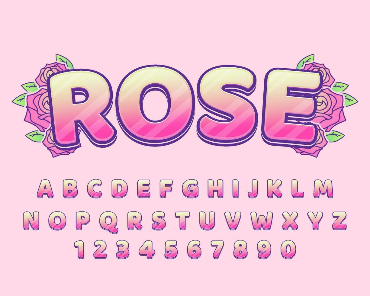 dekorativ editierbar Rose Text bewirken Vektor Design