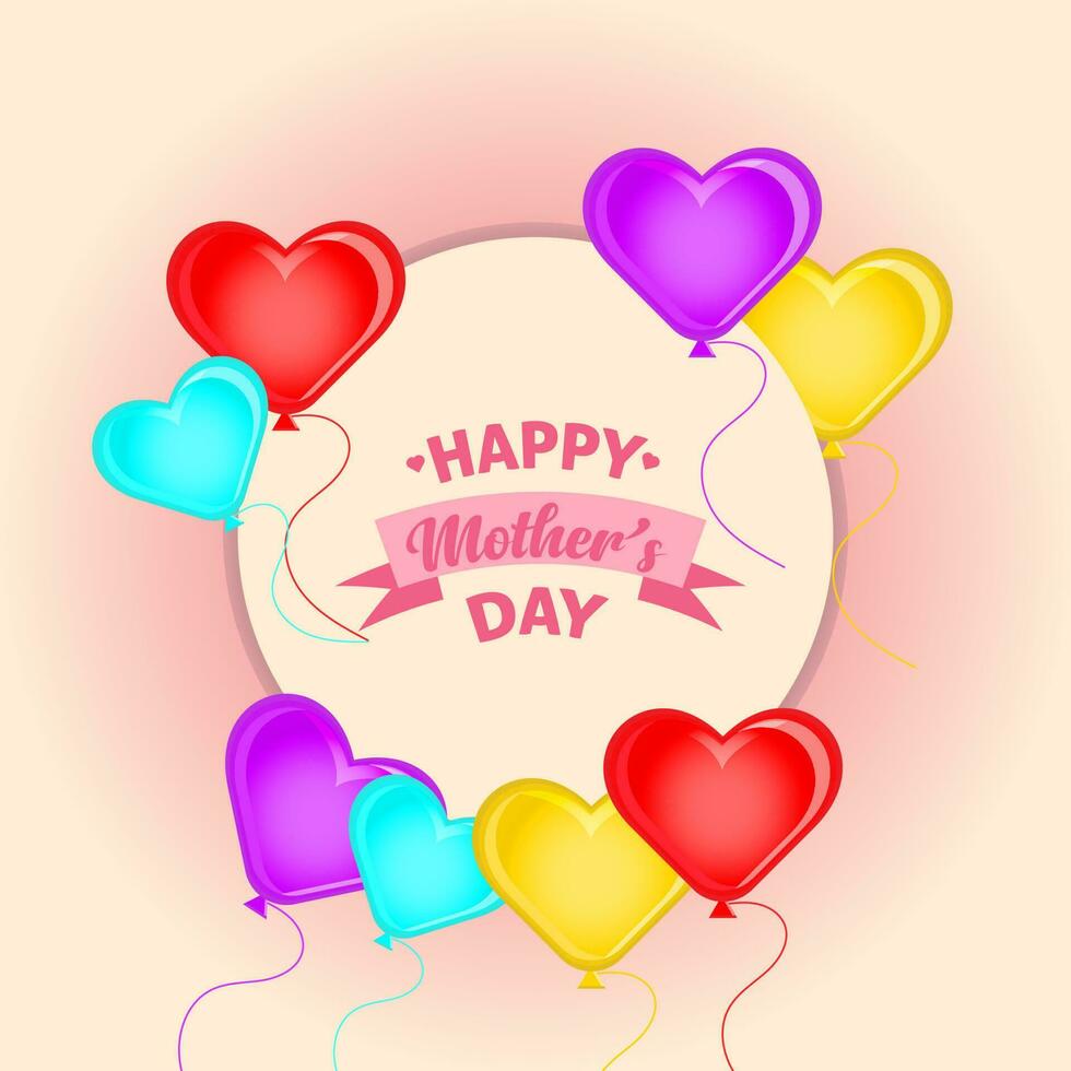 glücklich Mütter Tag Gruß Design mit Herz Luftballons vektor