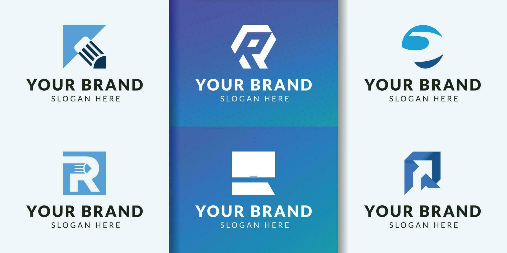 uppsättning av monogram första brev r rr logotyp mall. ikoner för företag av mode, företag, hört vektor
