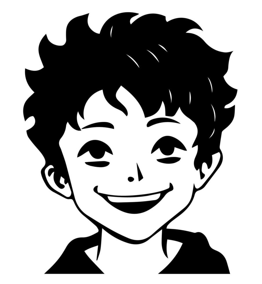 Symbol von Junge im Stil von Vektor schwarz und Weiß und Manga Karikatur