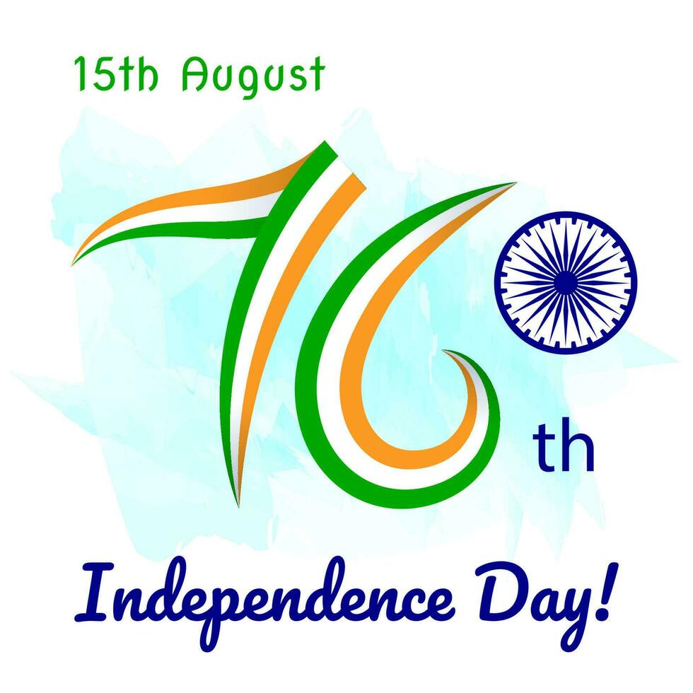 Unabhängigkeit Tag von Indien Karte, 76 .. Jahrestag von Unabhängigkeit von Indien, Vektor Platz Karte, Poster, Einladung.