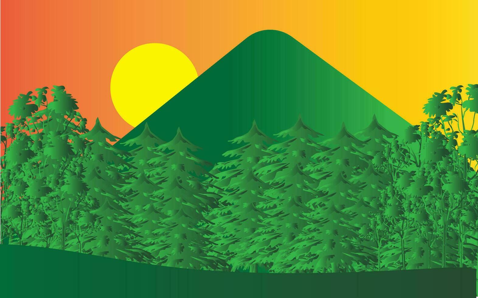 Illustration Vektor Grafik von Berge Grün Gradient