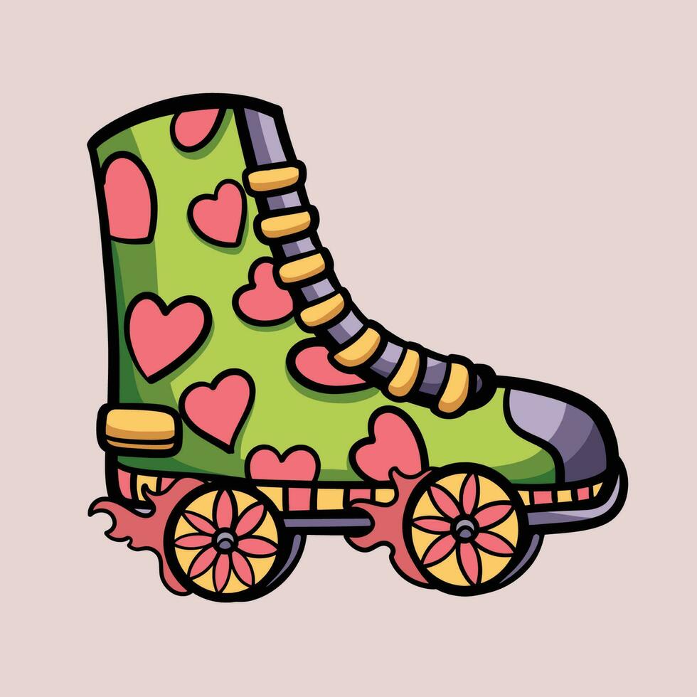 Rollschuhe Schuhe tätowieren Karikatur vektor