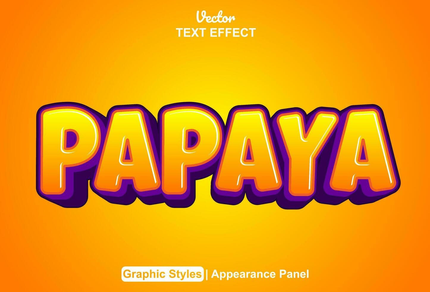 papaya text effekt med orange grafisk stil och redigerbar. vektor