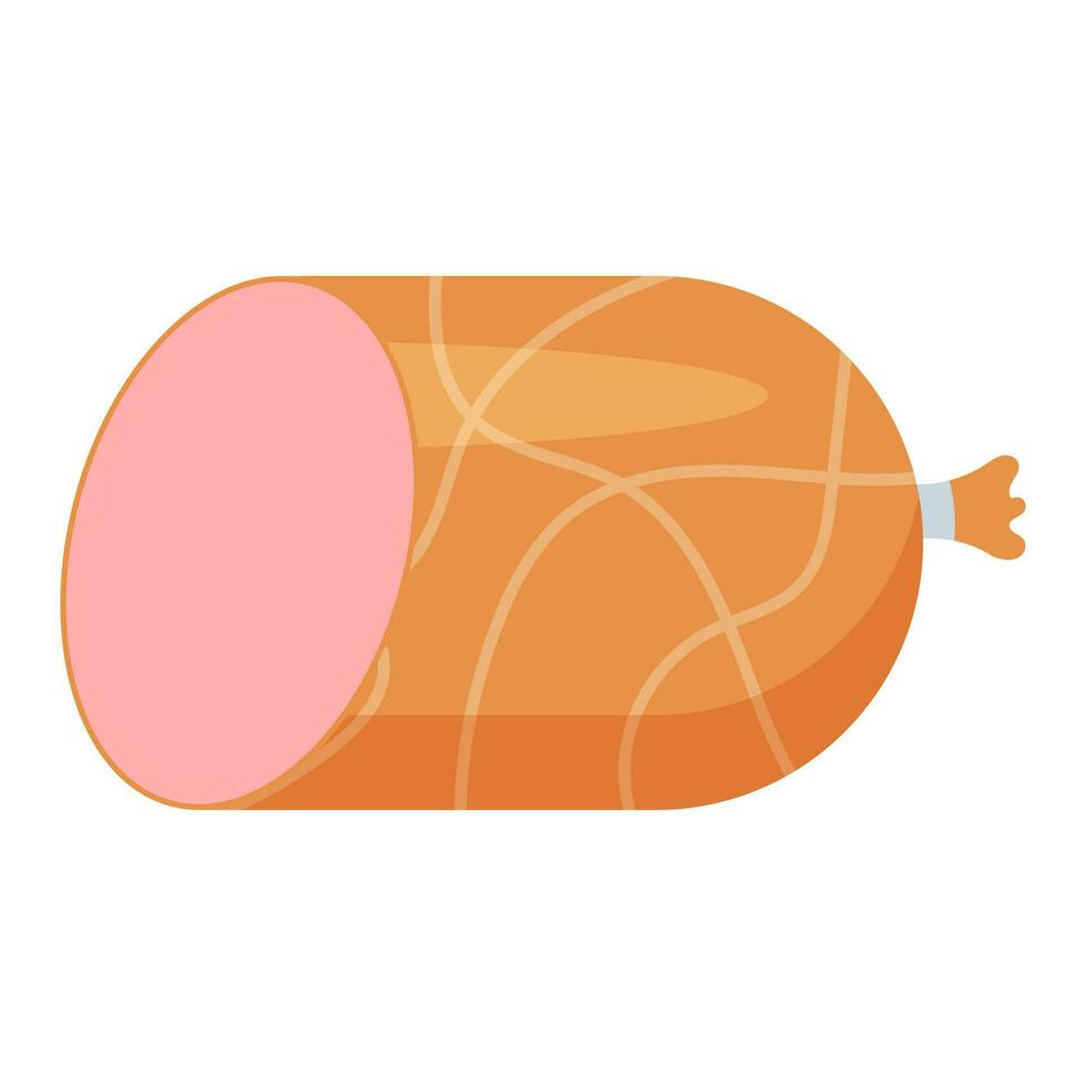 gekocht Wurst. Hälfte ein Wurst. Essen, Fleisch Gericht. Vektor Illustration.