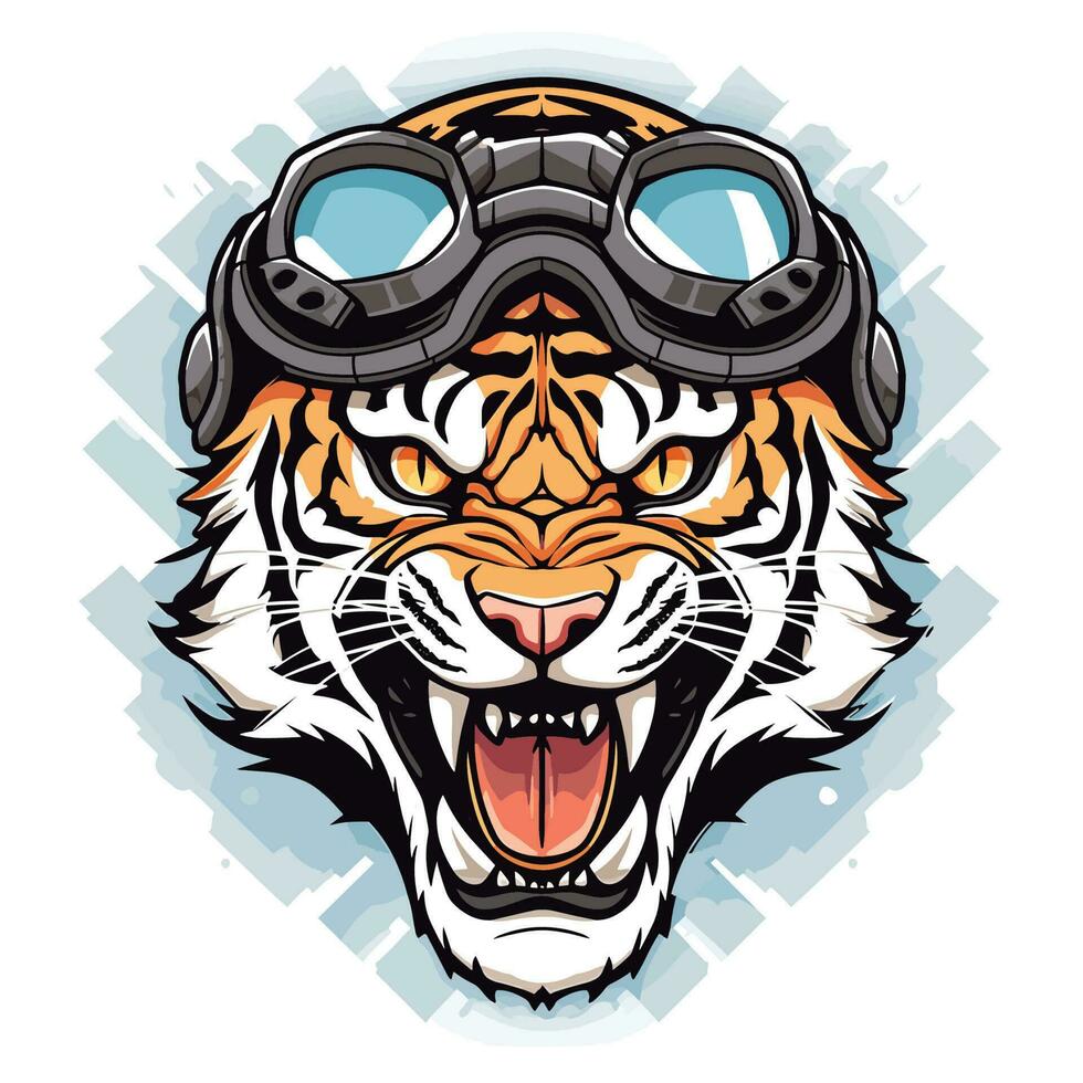 Tiger Kopf Logo Vektor T-Shirt Maskottchen Design