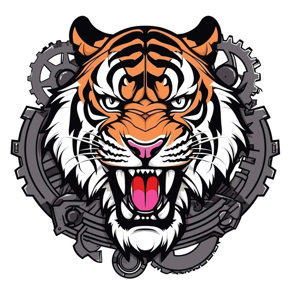 tiger huvud cyklist logotyp vektor t-shirt design