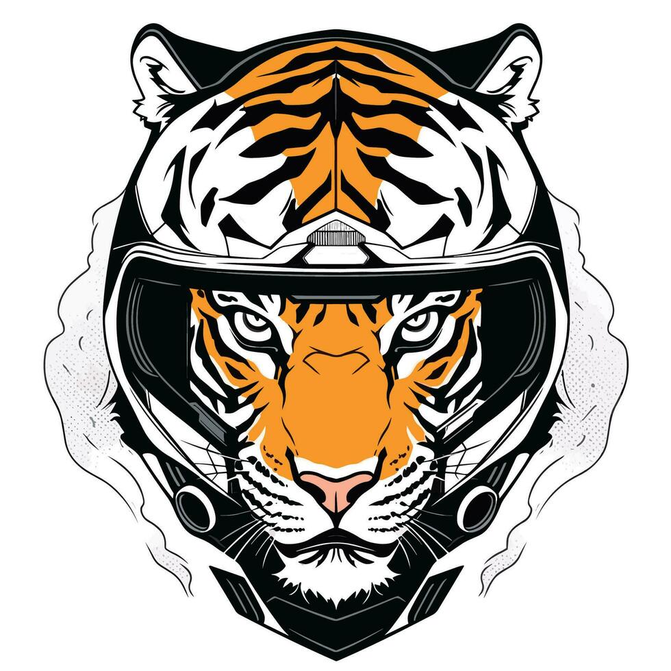 Tiger Kopf Biker Logo Vektor T-Shirt Design