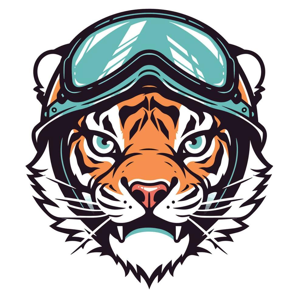 Tiger Kopf Biker Logo Vektor T-Shirt Design