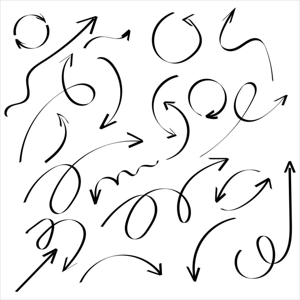 künstlerisch Pfeil Hand gezeichnet Pfeil Zeiger einstellen vektor