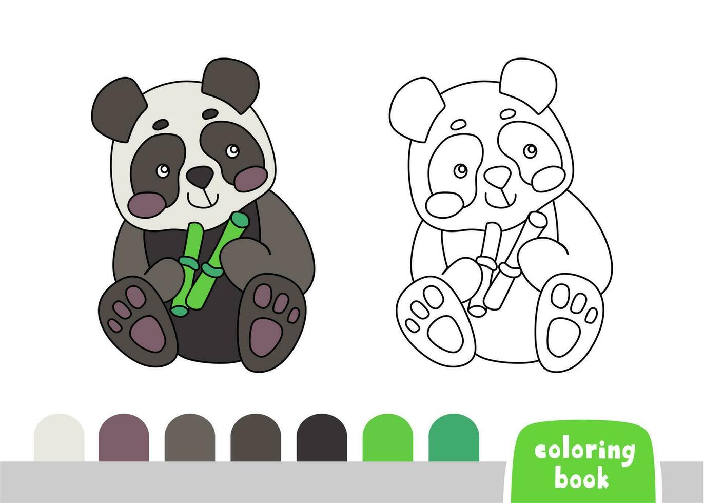 söt panda färg bok för barn sida för böcker, tidningar, klotter vektor illustration mall