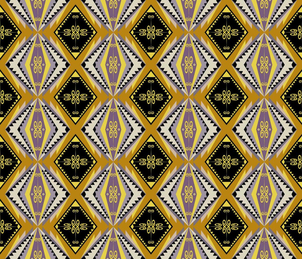 etnisk folk geometrisk sömlös mönster i gul och svart i vektor illustration design för tyg, matta, matta, scarf, omslag papper, bricka och Mer