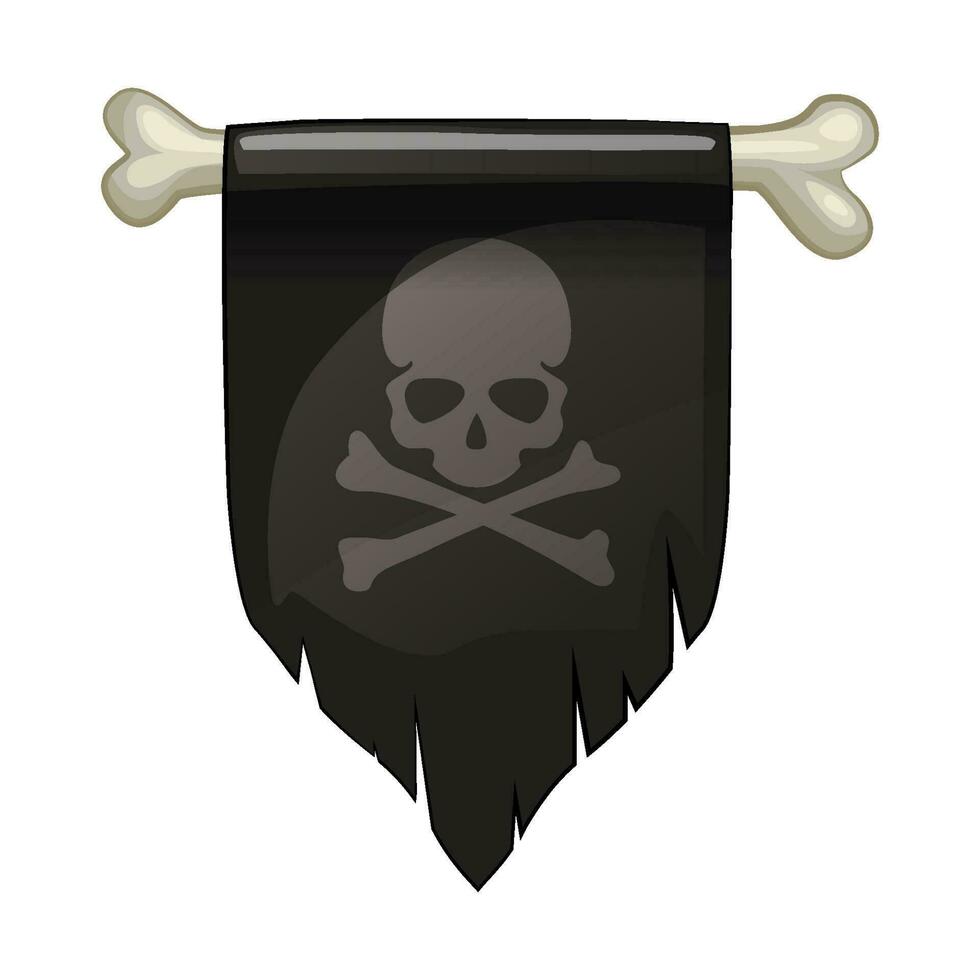 vimpel med mänsklig skalle och korsade ben. pirat flagga. symbol av död eller farlig. design element för halloween Semester. vektor