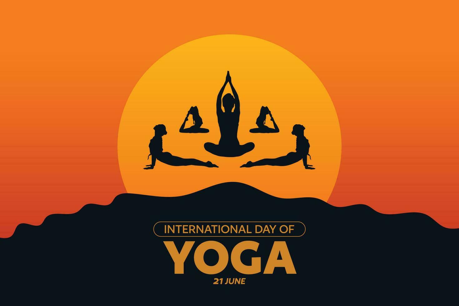 internationell yoga dag, yoga kropp hållning, vektor illustration, hälsning kort, social media posta, baner, affisch,