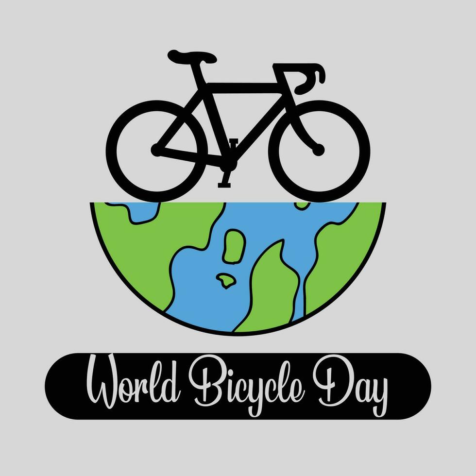 värld cykel dag vektor bakgrund. cykel silhuett isolerat cykel dag juni 3 affisch design