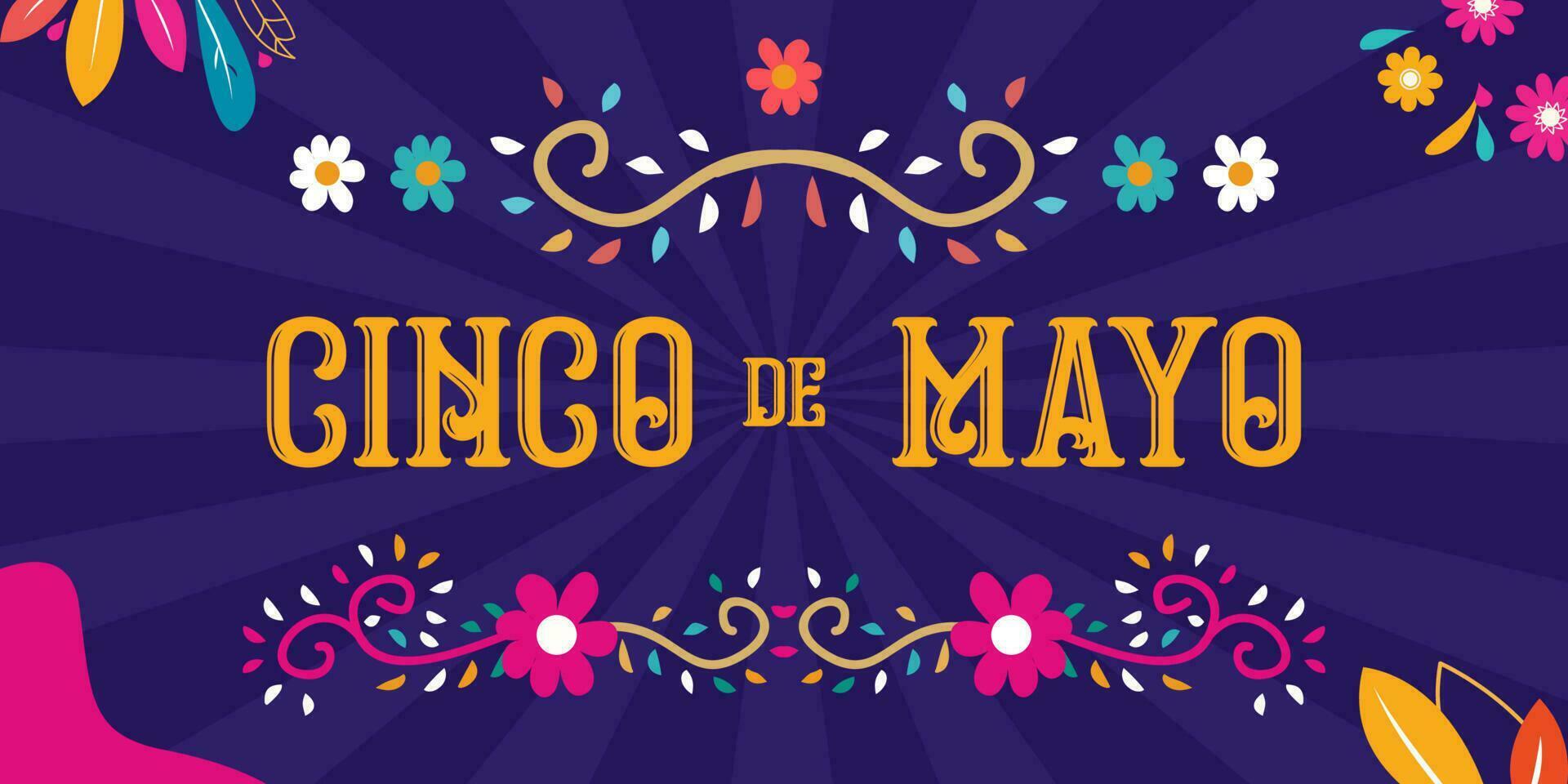 cinco de Mayo Banner Vorlage zum Mexiko Unabhängigkeit Feier mit Flaggen, Blumen, Dekorationen- kann 5, Bundes Urlaub im Mexiko. Fiesta Banner und Poster Design. vektor