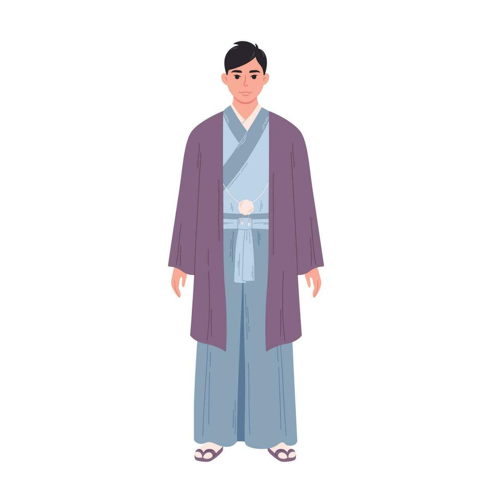 japanisch Mann im traditionell Kleidung. asiatisch Kultur, ethnische Zugehörigkeit vektor