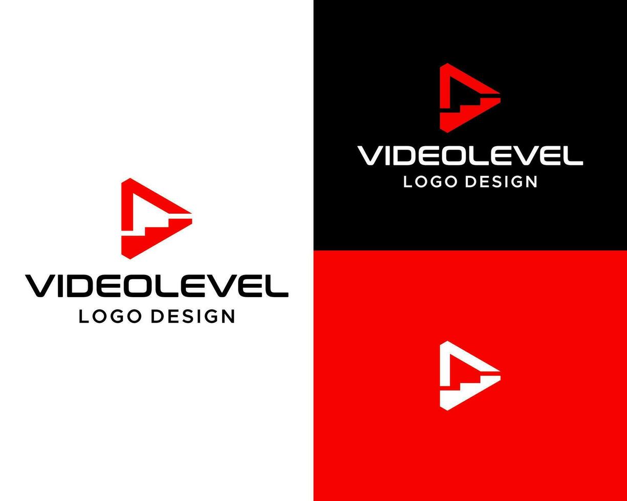 Dreieck abspielen Taste Video Logo Leiter oben Logo Design Vektor. vektor