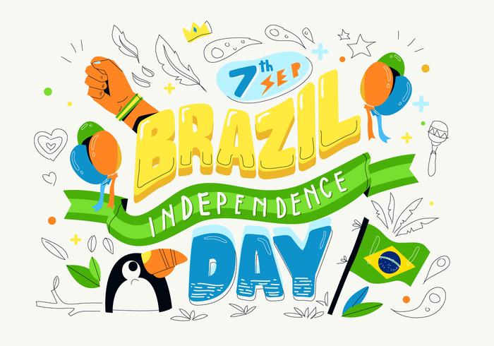 Brasilien Independence Day Bakgrund Typografi Vektor Illustration