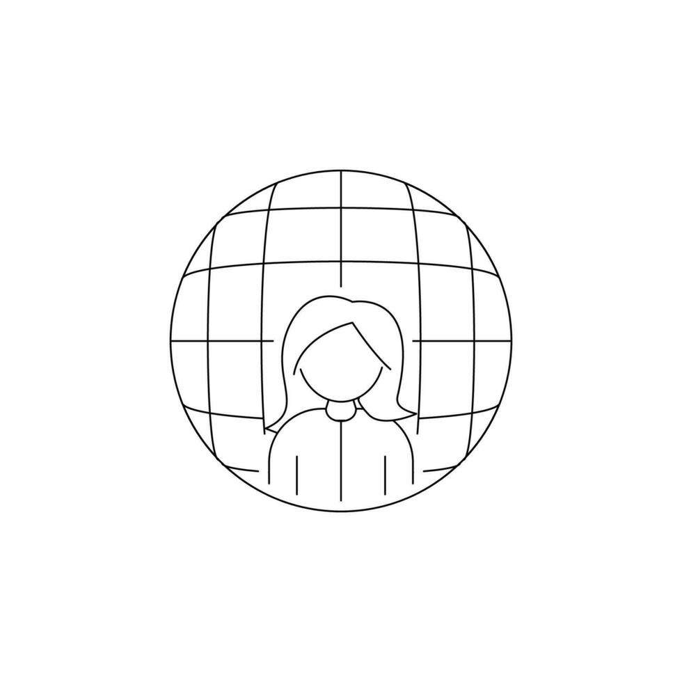 avatar av kvinna och jord vektor ikon illustration