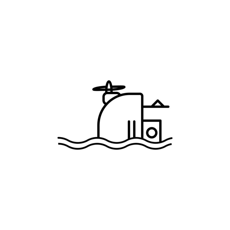 Schiffswrack Linie Vektor Symbol Illustration