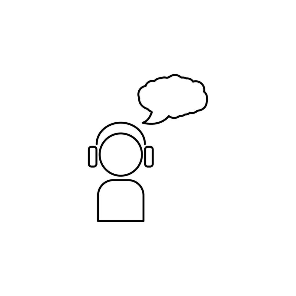 Mann mit Kopfhörer und Blase von Kommunikation Vektor Symbol Illustration