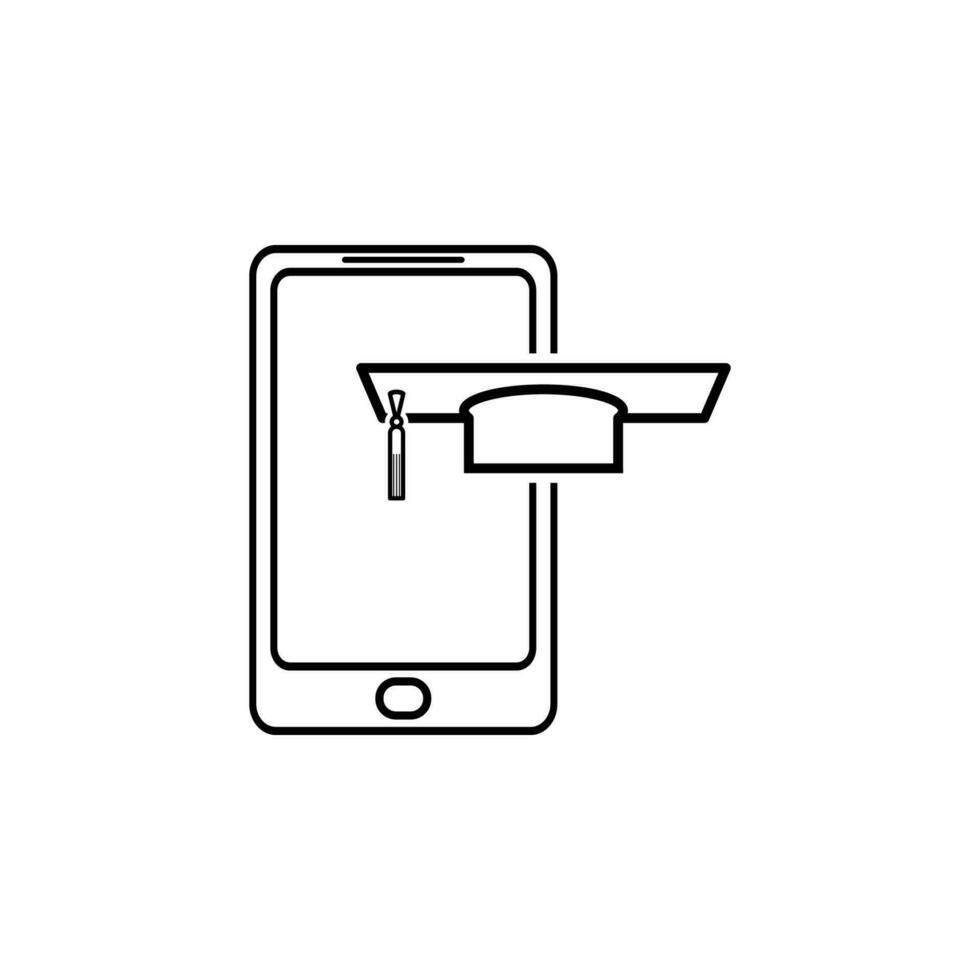 Schüler Hut auf ein Clever Telefon Vektor Symbol Illustration