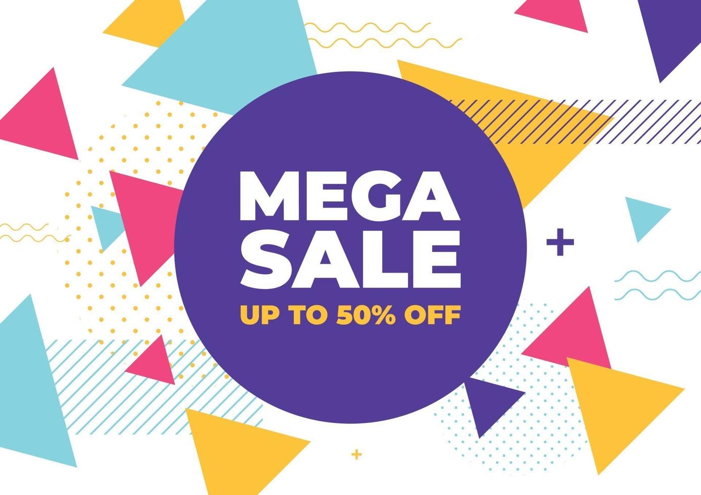 Mega Sale mit bunten geometrischen Formen Banner. vektor