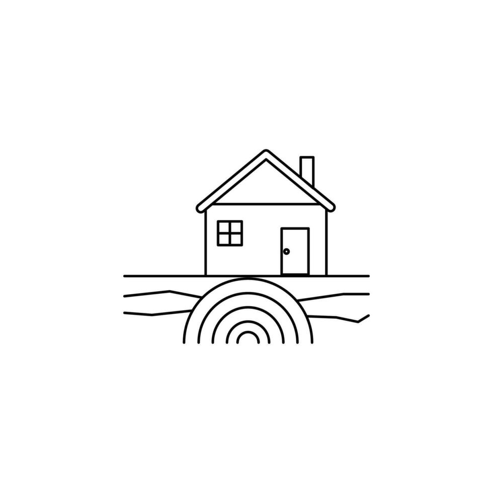 jordbävning linje vektor ikon illustration