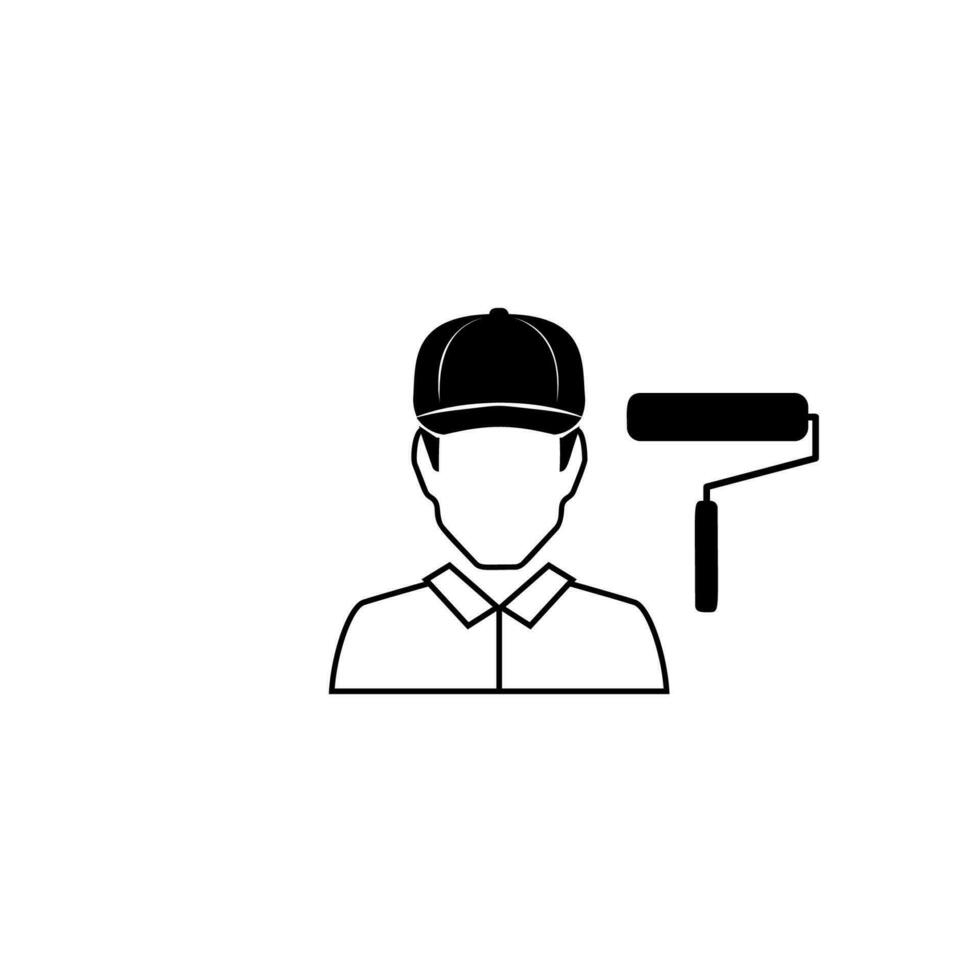 Maler Arbeiter Benutzerbild Vektor Symbol Illustration