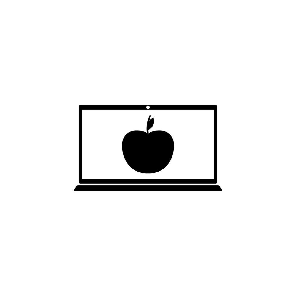 Laptop, Apfel Vektor Symbol Illustration