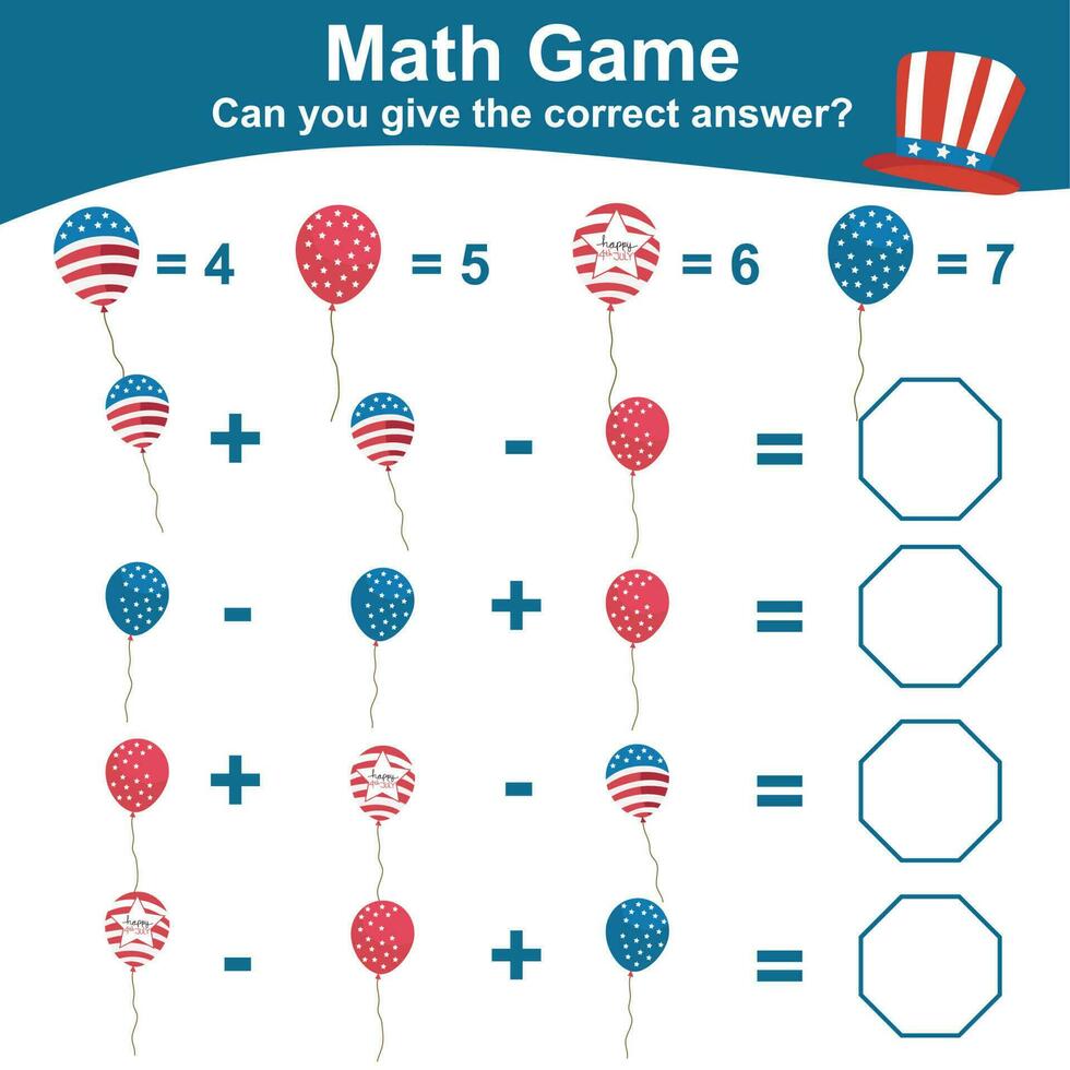 matematiskt räkning arbetsblad. matematik aktivitet, räkna och skriva de svar. pedagogisk tryckbar matematik kalkylblad för barn. vektor fil.