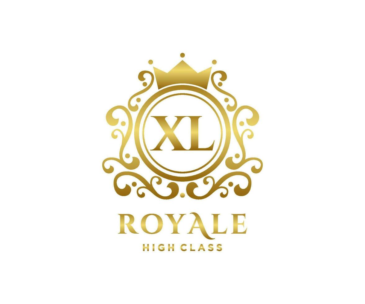 golden Brief xl Vorlage Logo Luxus Gold Brief mit Krone. Monogramm Alphabet . schön königlich Initialen Brief. vektor