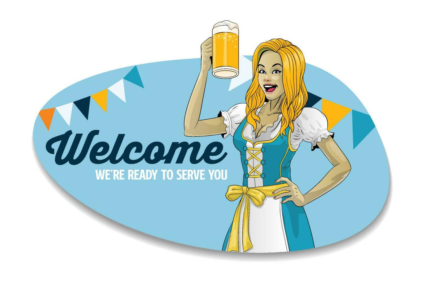 kvinnor öl pub maskot Välkommen baner vektor