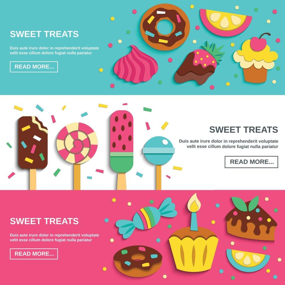 Süßigkeiten Süßigkeiten flache horizontale Banner Vektor-Illustration vektor