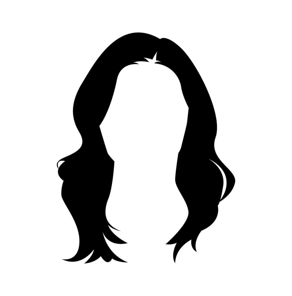 Frau lange wellig Haar Silhouette. Konzept von Schönheit, Mode, Salon, Frisur. Vektor Illustration.