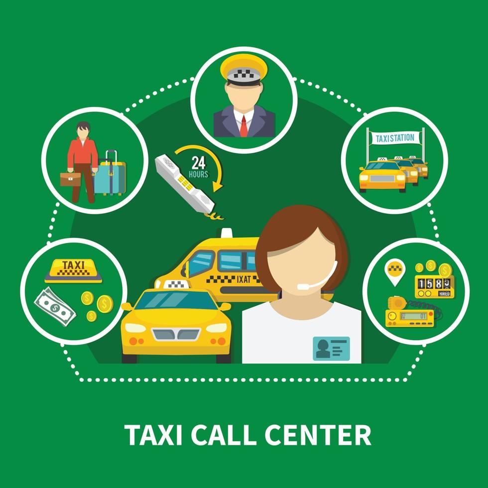 Zusammensetzung des Call-Center-Taxis vektor