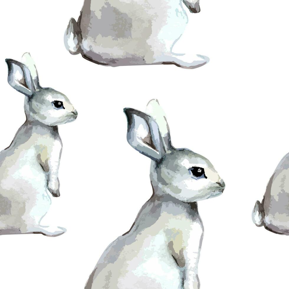 nahtlos Muster Hintergrund mit Aquarell Kaninchen. glücklich Ostern Tag Vektor Muster. perfekt zum Grüße, Einladungen, Herstellung Verpackung Papier, Textil, Netz Design.