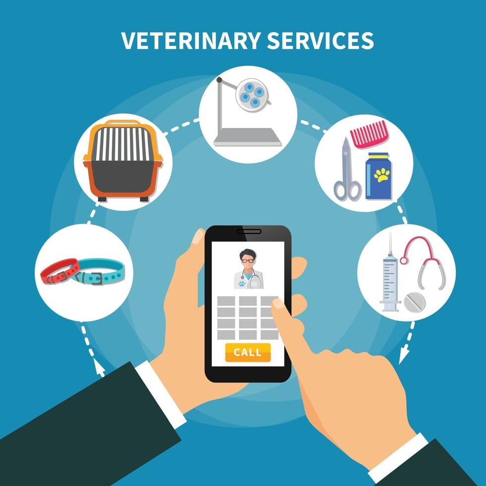 veterinärservice platt sammansättning vektor