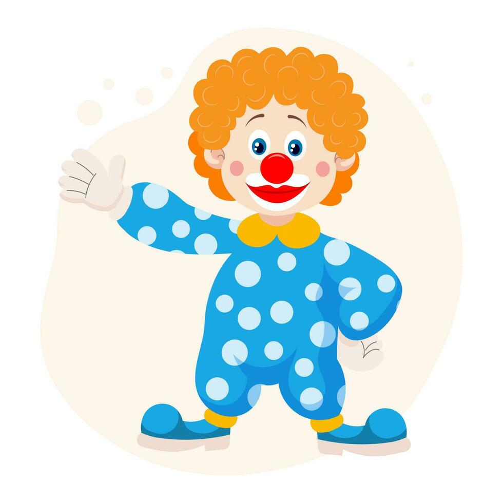 söt rolig tecknad serie clown. barns kort, skriva ut, färgrik illustration, vektor