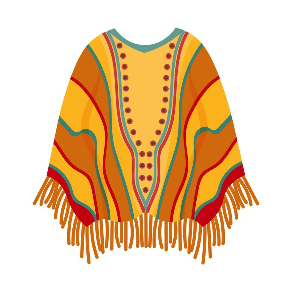 cowboy mexikansk poncho med ett prydnad. nationell symbol av Mexiko. illustration, vektor