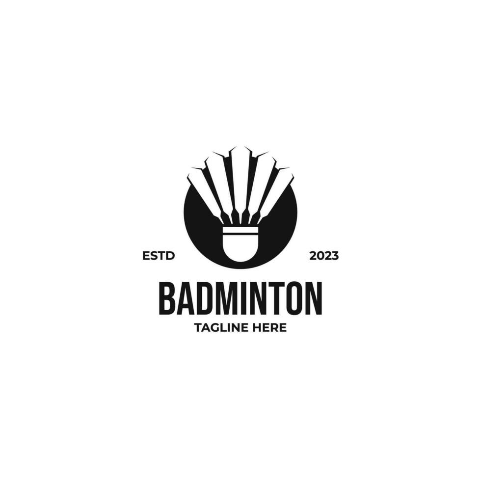 platt fjäderboll badminton logotyp design vektor illustration aning