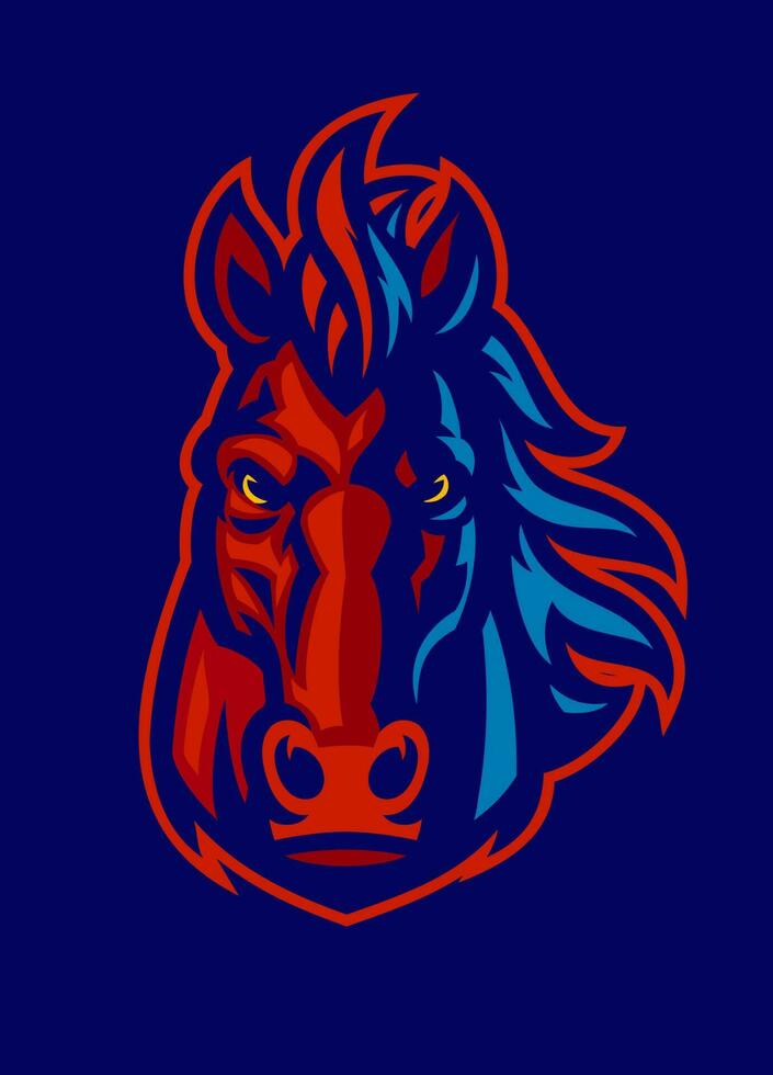Kopf Pferd stabil Maskottchen Logo Vorderseite Seite vektor
