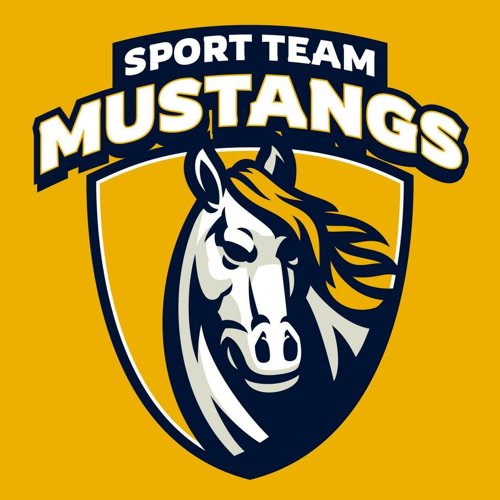 skydda häst mustang huvud logotyp vektor