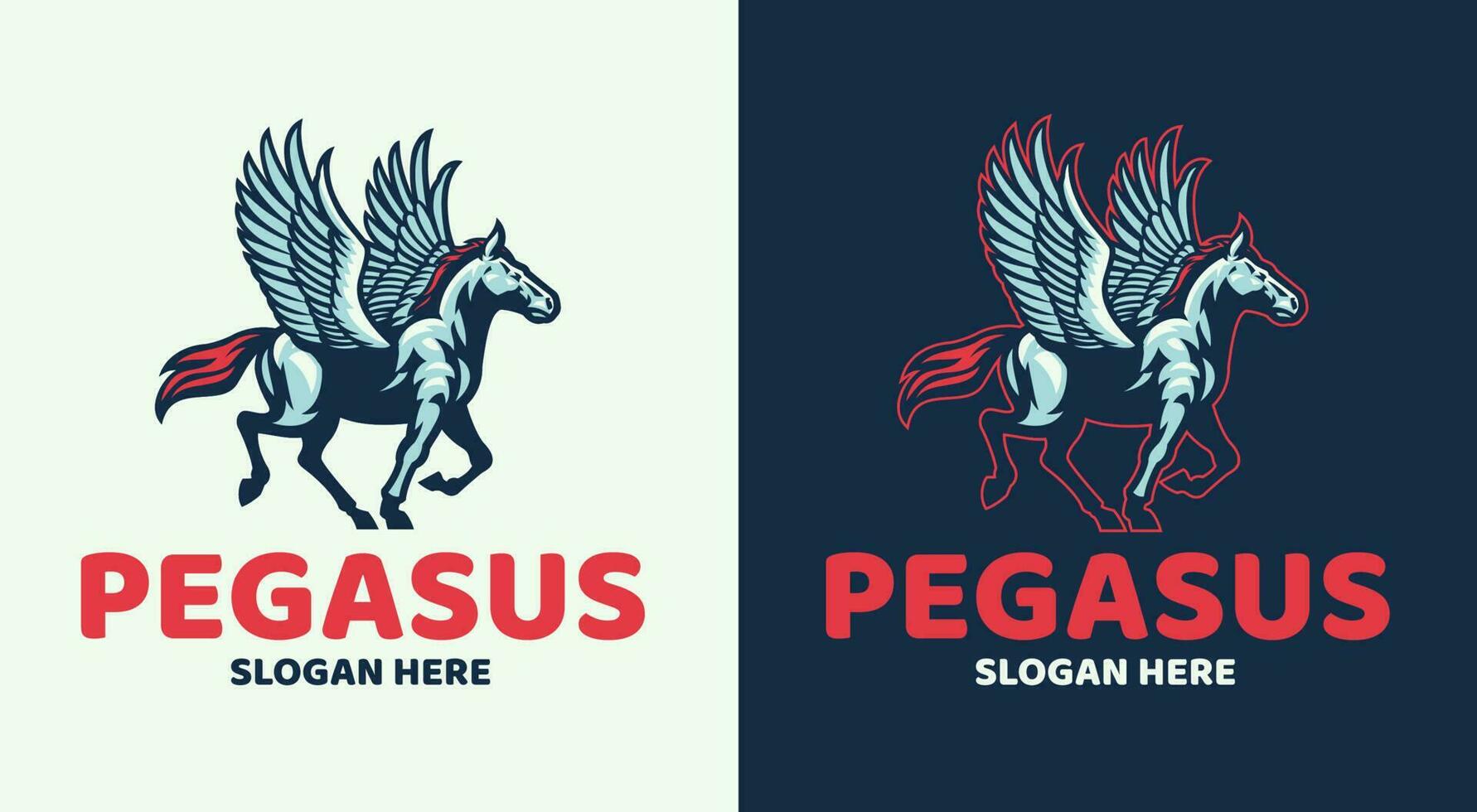 Pegasus geflügelt Pferd Maskottchen Logo vektor