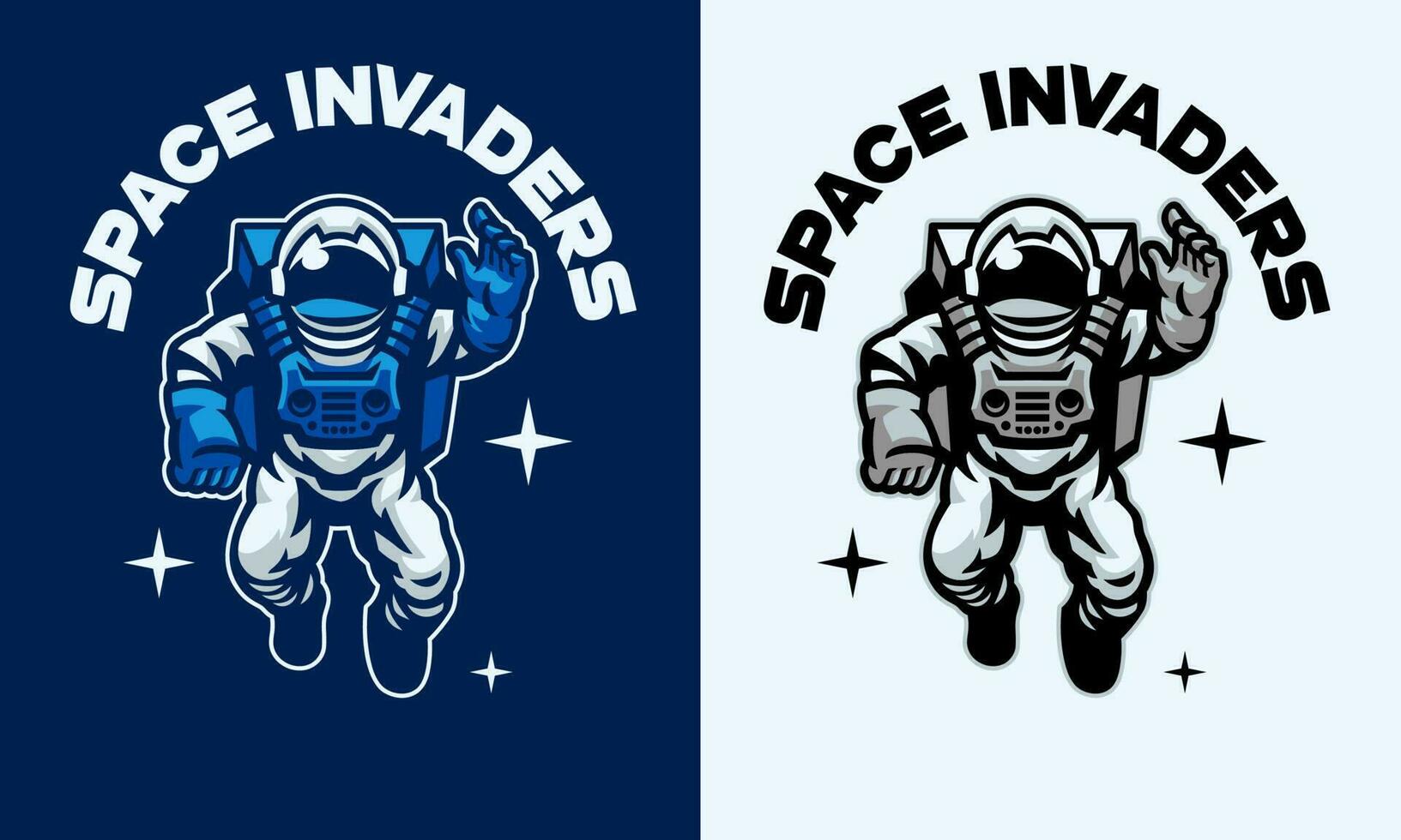 astronaut maskot logotyp stil flytande i de luft vektor